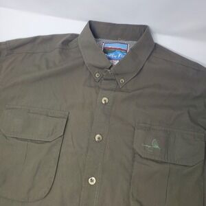 Pacific Fly Fishing Shirt Mens XL Olive Green Long Sleeve Vented Back